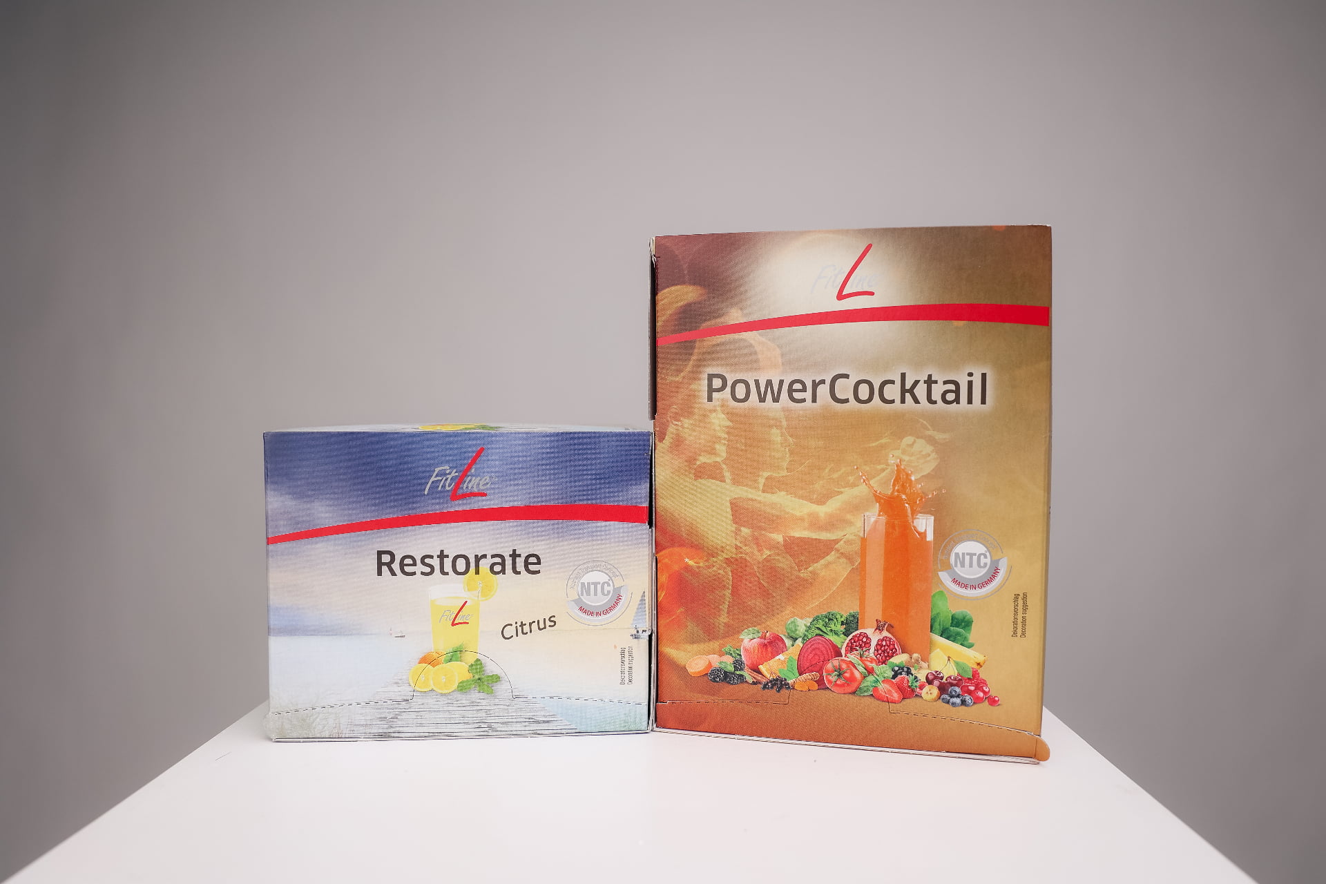FitLine Optimal Set su PowerCocktail ir Restorate Citrus - kasdienė vitaminų ir mineralų porcija energijai ir atsistatymui