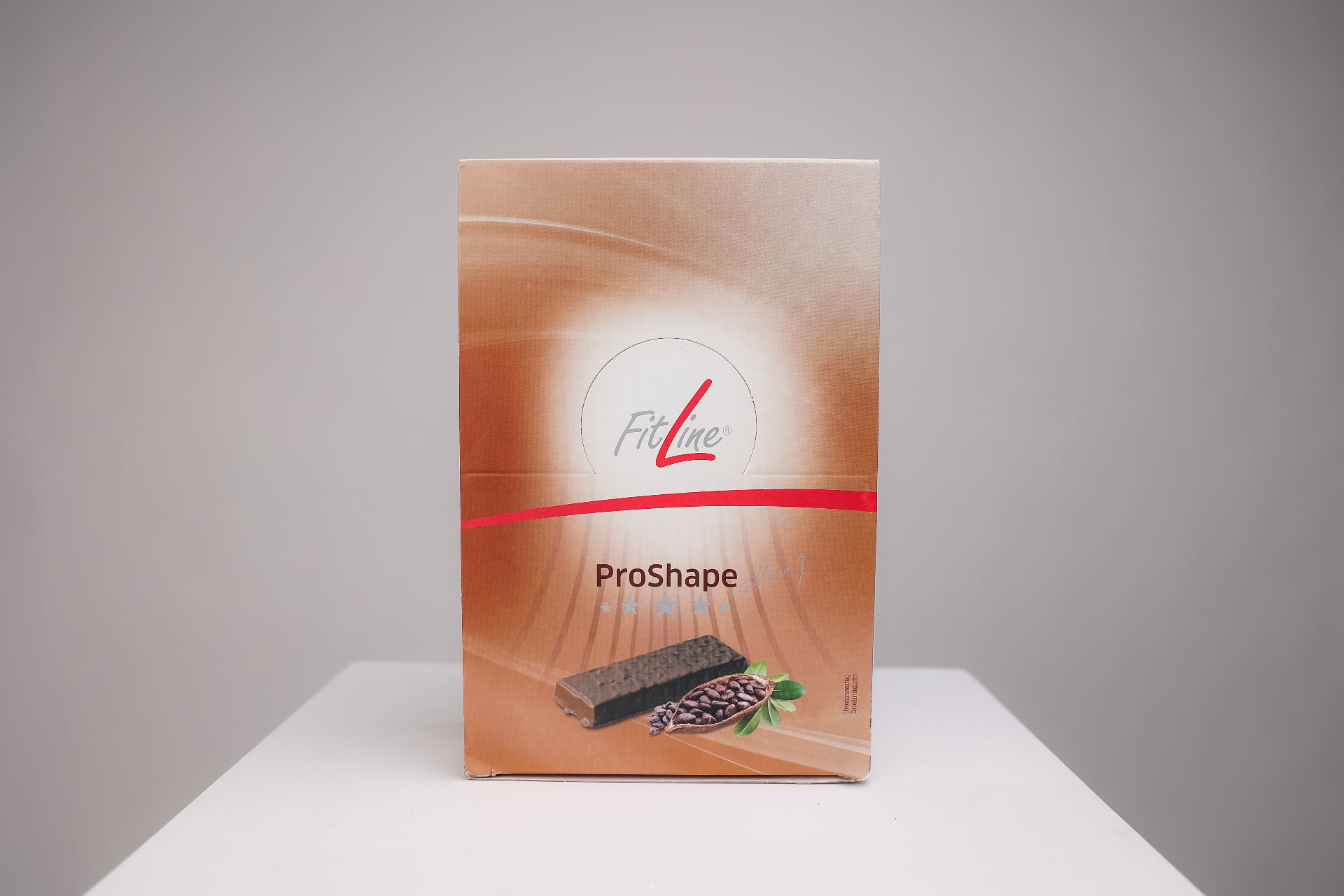 FitLine ProShape All-in-1 šokolado batonėliai - ruda pakuotė su NTC ženklu